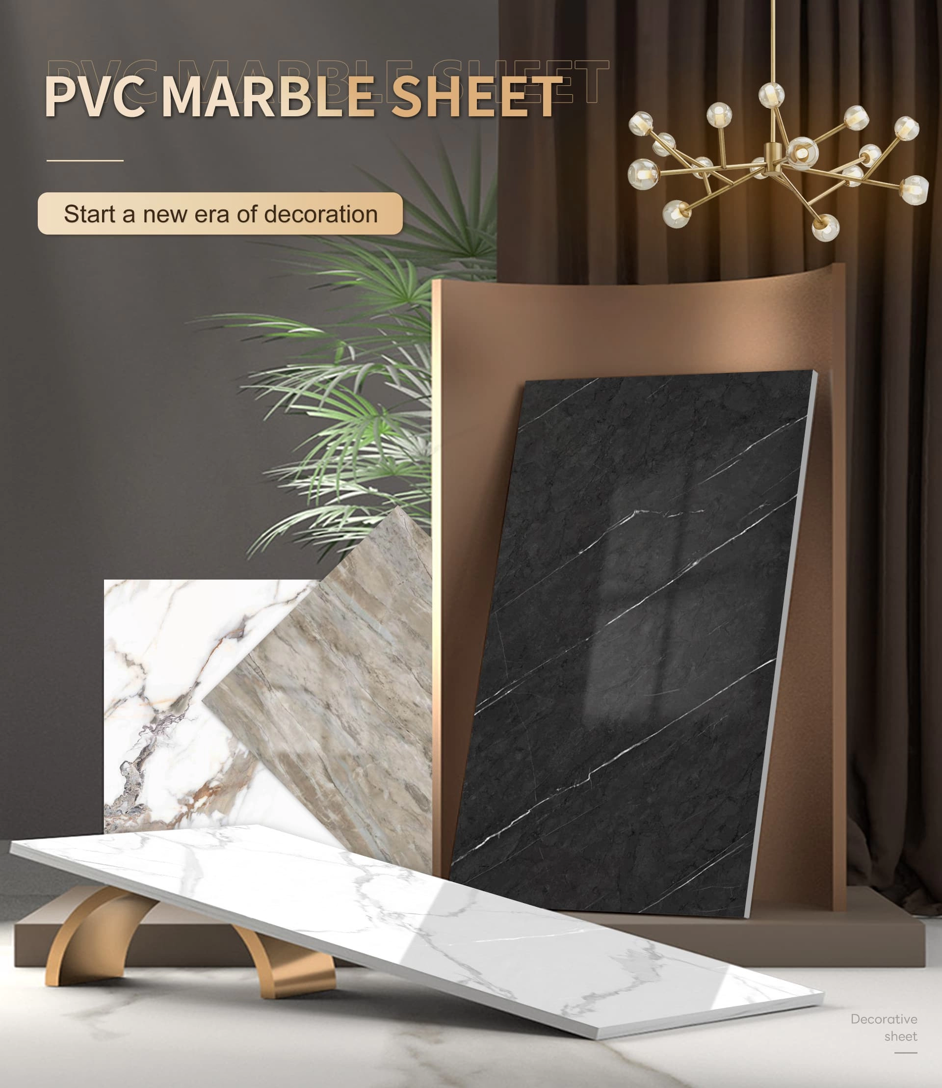 Close-up of PVC marble sheet surface